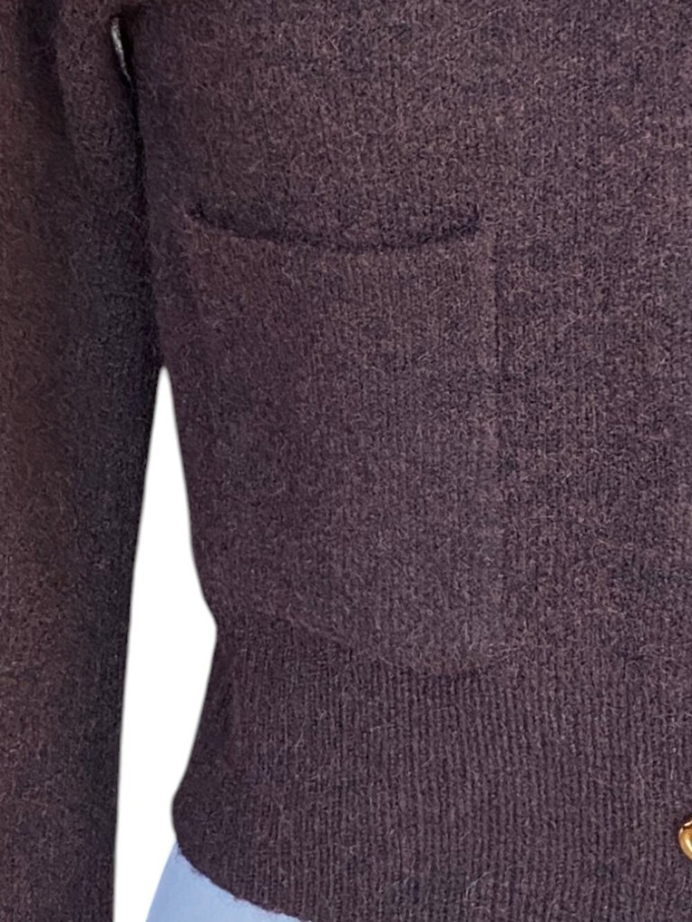 Zara Chocolate Brown Cropped Cardigan Sweater Floral Buttons Wool Academia-S - Picture 4 of 8